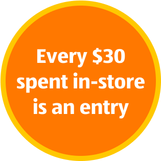Every $30 spent in-store is an entry